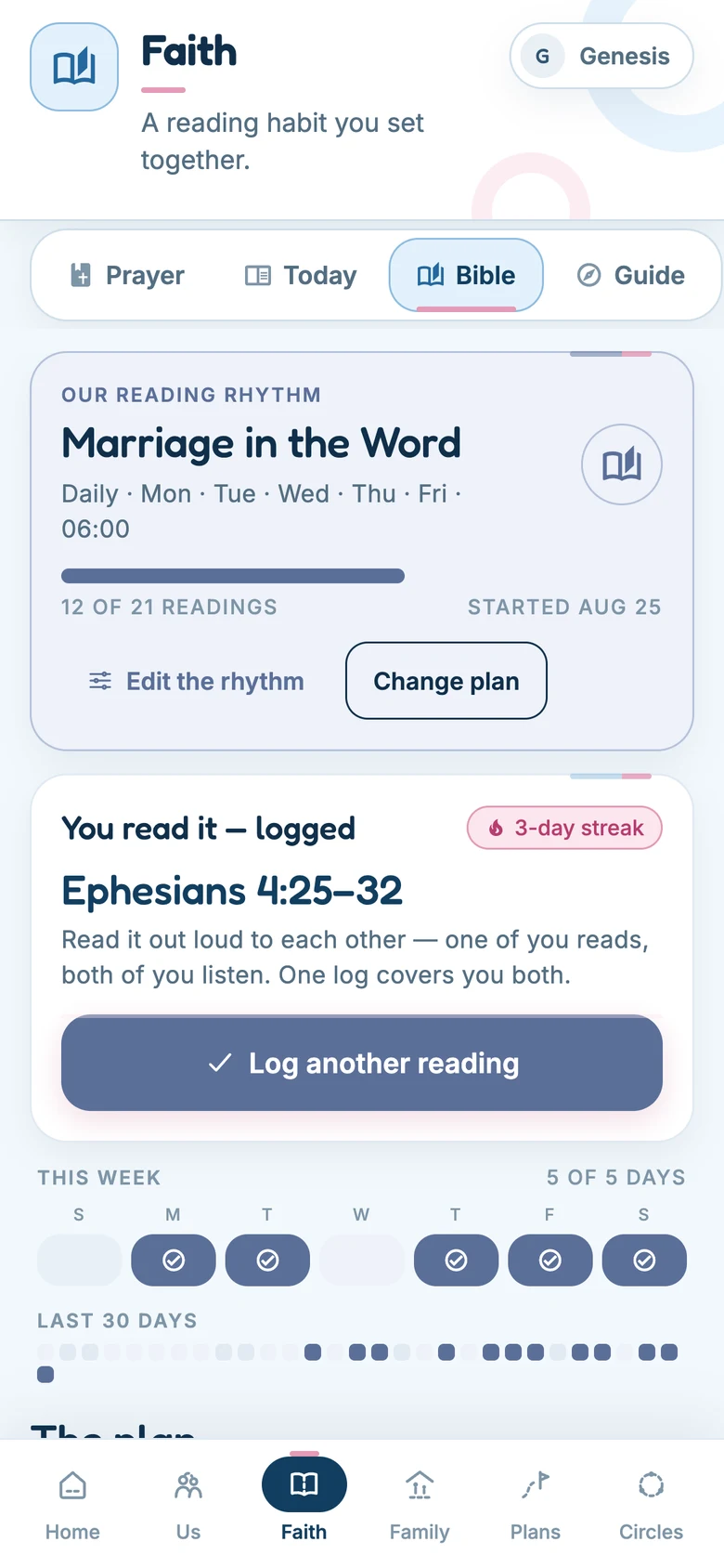 Reading together — One plan, one log